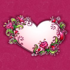 Vector illustration with heart and cartoon flowers