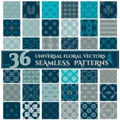 Set of Seamless Backgrounds with Vintage Floral Patterns