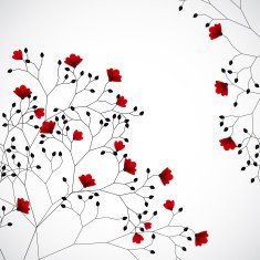 Abstract nature background with red flowers Vector