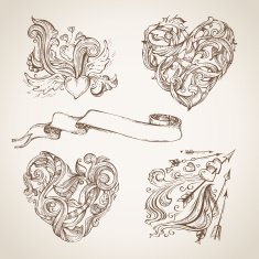 Set of romantic design elements N2