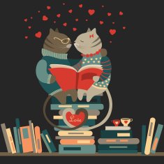 Cats in love reading a book N2
