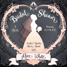 Bridal Shower Invitation square card 6 inches N4