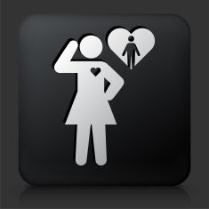 Black Square Button with Woman in Love N2