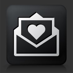 Black Square Button with Love Letter N2