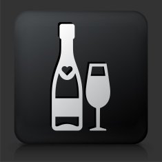 Black Square Button with Champagne N2