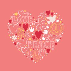 Vector doodle elements love and peace theme in heart shape N2