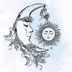 Crescent Moon and Sleeping Sun Vector