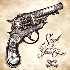 Vintage ornate pistol illustration N16