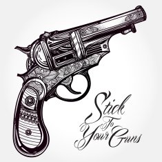 Vintage ornate pistol illustration N28