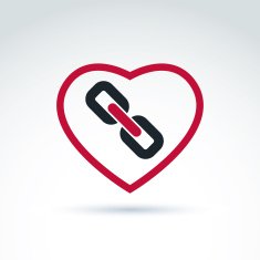Vector red heart with link symbol love relationship idea