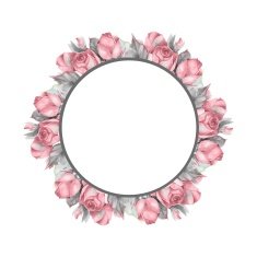 Roses Small watercolor bouquet Round frame N2
