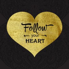 Greeting card with gold texture heart