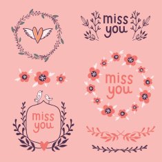 Set of romantic elements for wedding invitation with flowers b N2