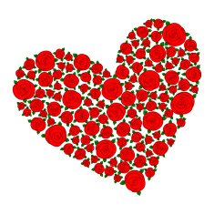 heart shape red hand drawn cartoon rose flowers N3