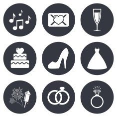 Wedding engagement icons Vow love letter