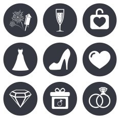 Wedding engagement icons Locker with heart