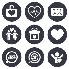 Love valentine day icons Target with heart