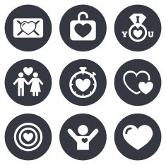 Love valentine day icons Target with heart N2