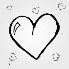 Set of white hearts hand drawn