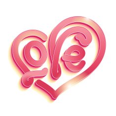Valentines Day illustration with 3d Love typography design