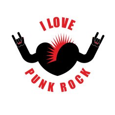 I love punk rock Symbol of heart with Mohawk hair N2
