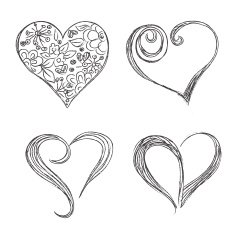 hearts set hand drawn sketch vector illuatration N2