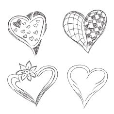hearts set hand drawn sketch vector illuatration N3