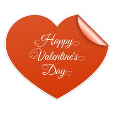 Red heart Valentines day card with sign