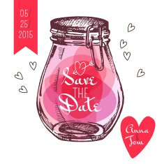 Save the date card Wedding invitation Rustic mason jar Vintag N2