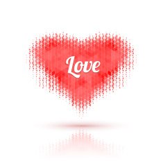 Abstract heart shape background made by triangles with love