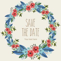 Vector watercolor decorative wreath invitation N4