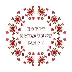 Circular ornament with doodle heart shaped cookies
