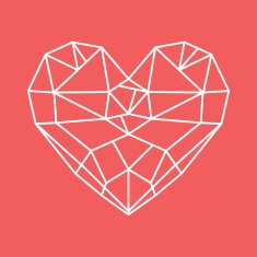 Diamond heart - low poly vector