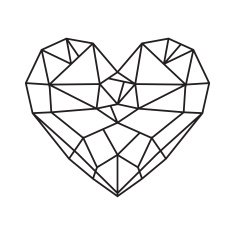 Diamond heart - low poly vector N2