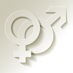 Venus and Mars vector symbols white on a background