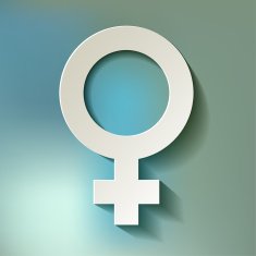 Venus symbol white on a blue bokeh fog background N2