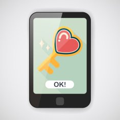 Valentine's Day lover key lock flat icon with long shadow N4