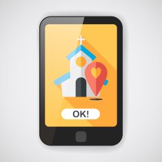 wedding church flat icon with long shadow eps10 N3