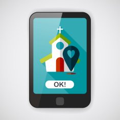 wedding church flat icon with long shadow eps10 N4