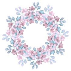 Branch with delicate flowers Watercolor wreath 2 N2