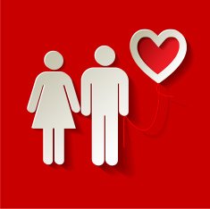 Valentine's Day balloon couple on a red background vector