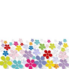 Bouquet of colorful flowers banner on white background