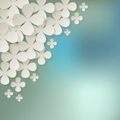 Bouquet of white flowers in the corner on bokeh background