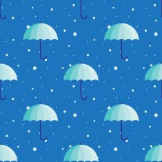 Vector vintage umbrellas seamless pattern Cute blue winter umbrella background