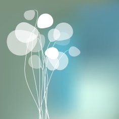 Flowers dandelions on a blue bokeh fog background