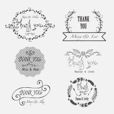 Set of Thank you lettering calligraphy vector logos