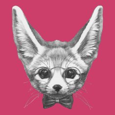 Portrait of Fennec Fox with glasses and bow tie N2