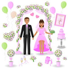 Pink-green wedding design