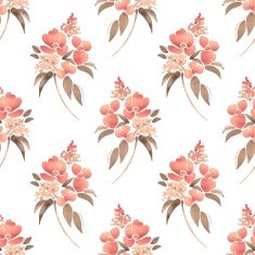Watercolor illustration with leaves and flowers Seamless pattern 21 N2