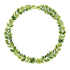 Green leaf watercolor isolated wreath